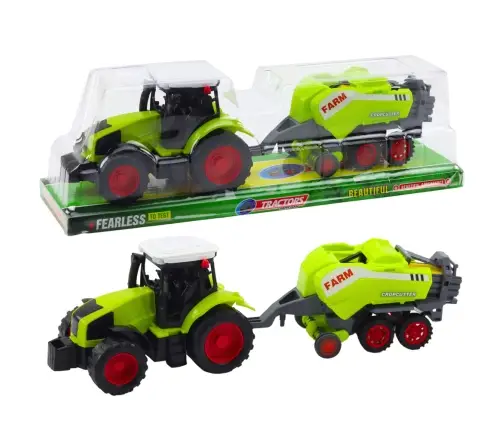 Set of Tractor Tractor Agricultural Baler Hay Baler Green