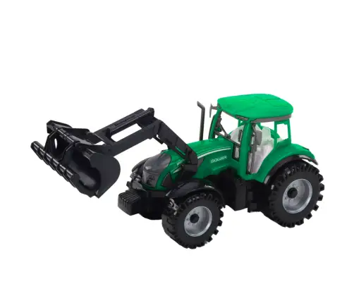 Set of tractor with loader and agricultural baler Green