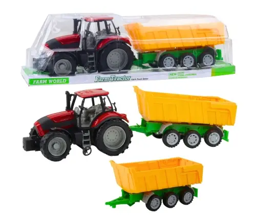 Agricultural Farm Tractor With Yellow Trailer Red 46cm