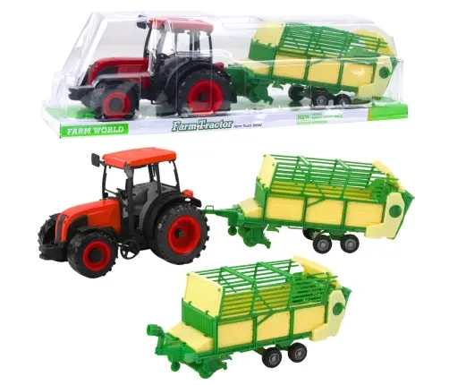 Agricultural Farm Tractor With Green and Yellow Trailer Red 50cm