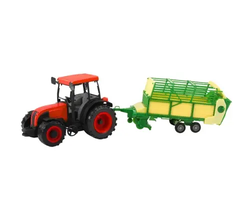 Agricultural Farm Tractor With Green and Yellow Trailer Red 50cm