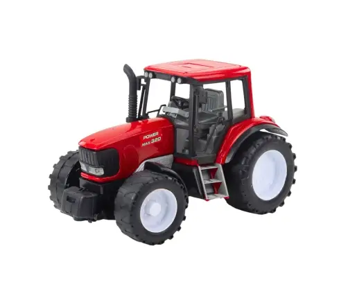 Agricultural Farm Tractor with Green Trailer and Hay Red