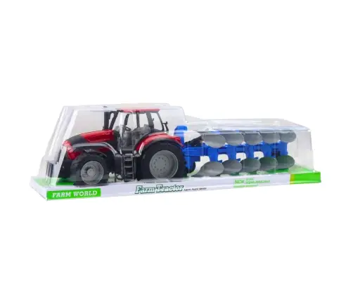 Agricultural Farm Tractor with Plow Drive Red