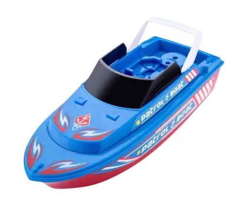 Battery Operated Patrol Boat Bath Toy with Lights and Sounds Blue