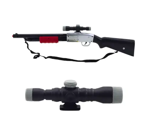 Rifle Shotgun Prop Shoulder Strap Scope Black Sounds 65cm