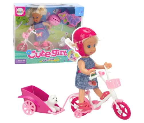 Mini Doll Bike Trailer Helmet White Dog Set Mini Doll Bike Trailer Helmet White Dog Set