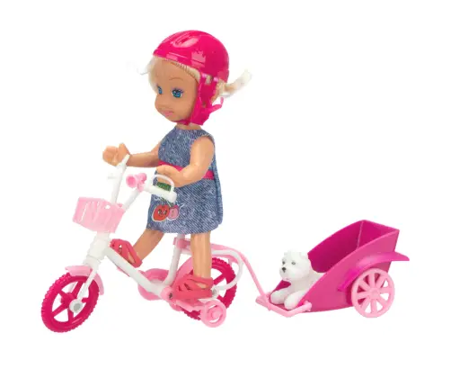 Mini Doll Bike Trailer Helmet White Dog Set Mini Doll Bike Trailer Helmet White Dog Set