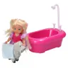 Mini Doll Set with Bathtub and White Dog Pink Mini Doll Set with Bathtub and White Dog Pink