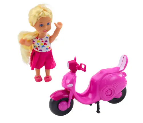 Mini Doll Set Doll Scooter Helmet Pink