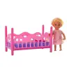 Mini Doll in Pajamas Set Pink Bed