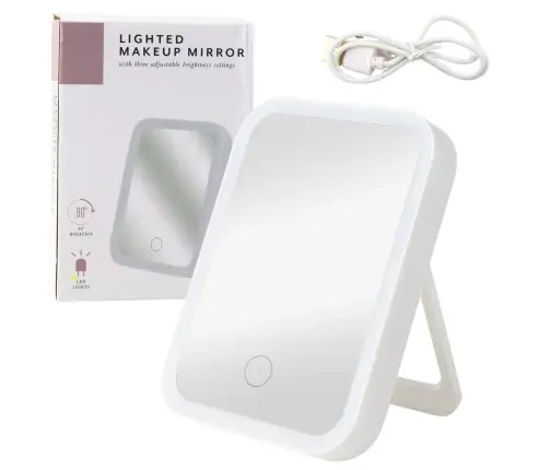 LED Illuminated Mirror 3 Lighting Modes 90° Tilt Angle White