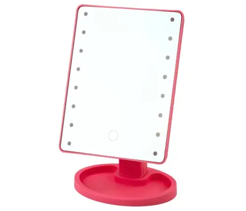 Cosmetic Mirror 16 LED Diodes With Stand Adjustable Pink