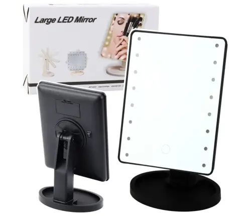 Cosmetic Mirror 16 LED Diodes With Stand Adjustable Black