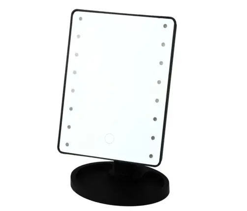 Cosmetic Mirror 16 LED Diodes With Stand Adjustable Black