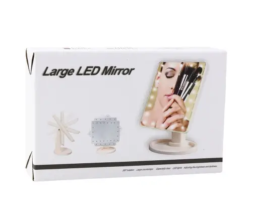 Cosmetic Mirror 16 LED Diodes With Stand Adjustable Black