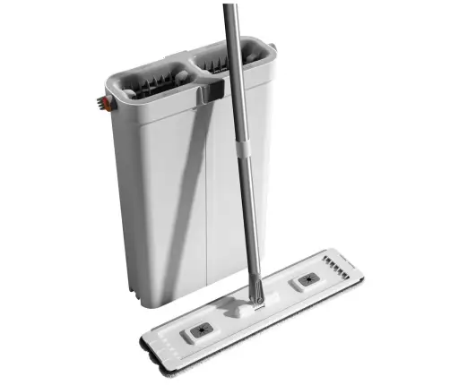 Cleaning Set: Double-Chamber Bucket, Microfiber Flat Mop