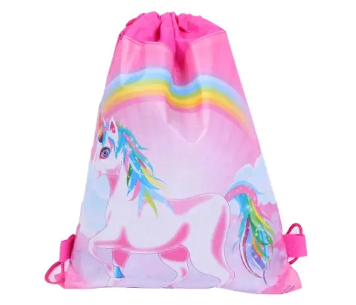 School Shoe Bag Gymnastics Suit Rainbow Unicorn 35x27 cm