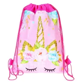 School Shoe Bag Gymnastics Unicorn Flowers Pink 35x27cm