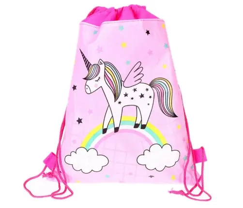 School Shoe Bag Unicorn Rainbow Gymnastics Suit Pink 35x27cm