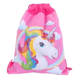 School Shoe Bag Gymnastics Suit Rainbow Unicorn Pink 35x27 cm