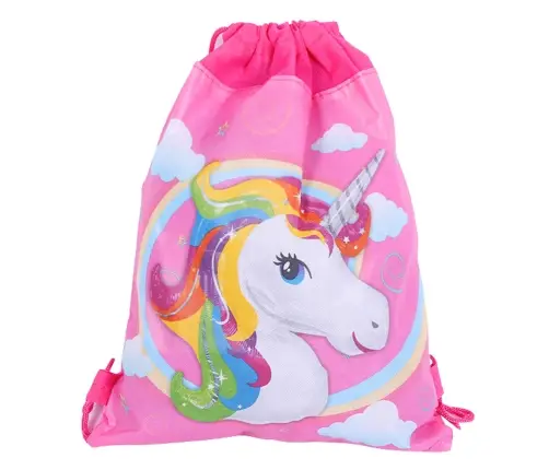 School Shoe Bag Gymnastics Suit Rainbow Unicorn Pink 35x27 cm