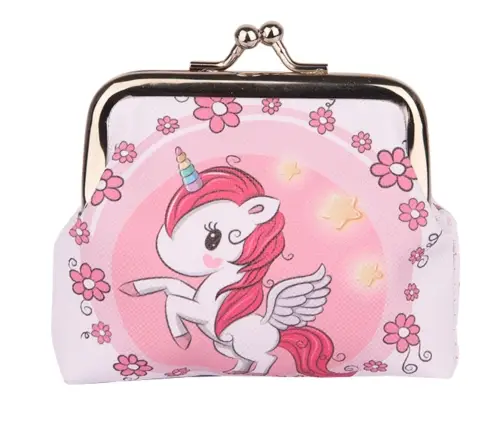 Children's Wallet Unicorn Flowers Metal Clasp 10x9cm