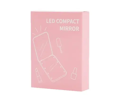 Pocket Makeup Mirror with LED Lights Pink