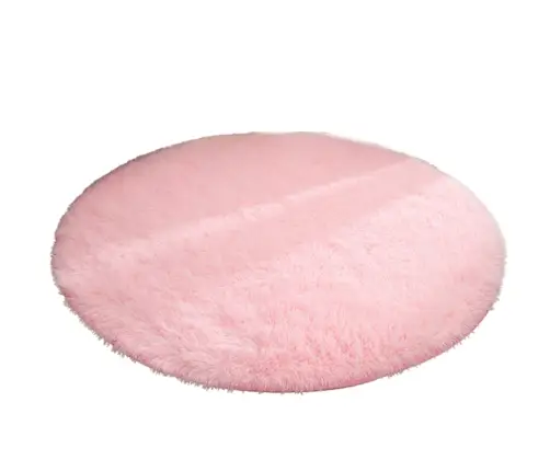 Plush Soft Round Rug Anti-slip Light Pink 122cm