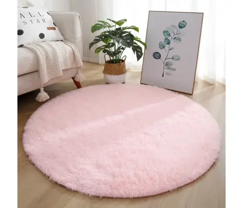 Plush Soft Round Rug Anti-slip Light Pink 122cm