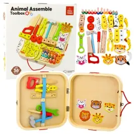 Wooden Craft Kit Animals To Assemble In A Suitcase 59pcs