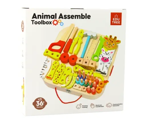 Wooden Craft Kit Animals To Assemble In A Suitcase 59pcs