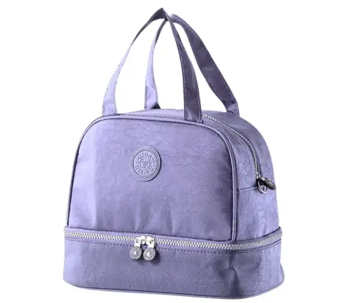 Thermal Insulating Breakfast Bag with Adjustable Strap Purple 27cm