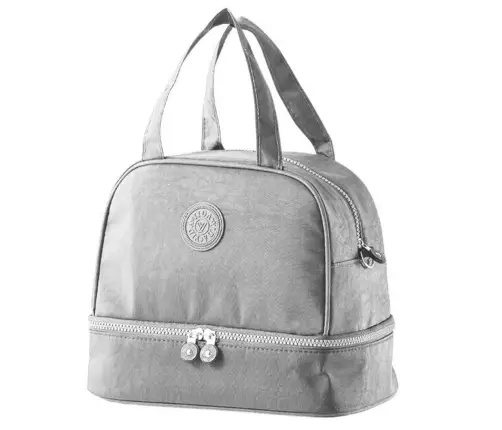 Thermal Insulating Breakfast Bag with Adjustable Belt Silver 27cm