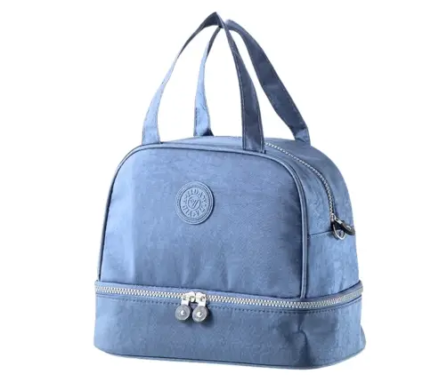 Thermal Insulating Breakfast Bag with Adjustable Strap Blue 27cm