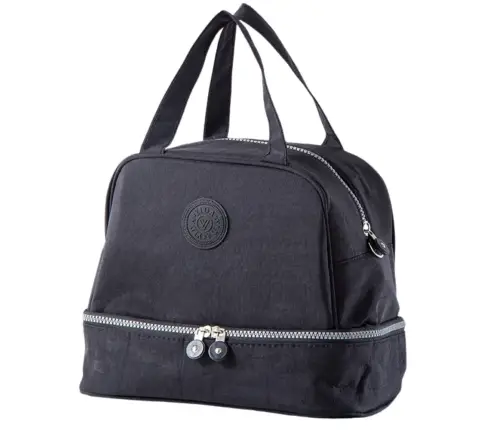 Thermal Insulating Breakfast Bag with Adjustable Strap Black 27cm