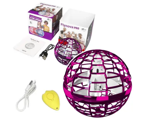 Flying Spinning Ball Flynova Hand Controlled Pink LED 10cm