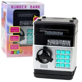 ATM Safe Piggy Bank Lights Sounds PIN Code Black