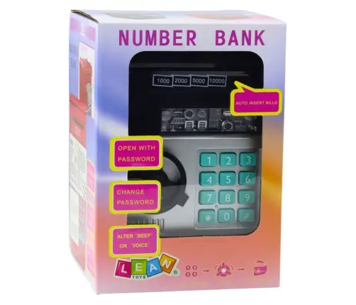 ATM Safe Piggy Bank Lights Sounds PIN Code Black
