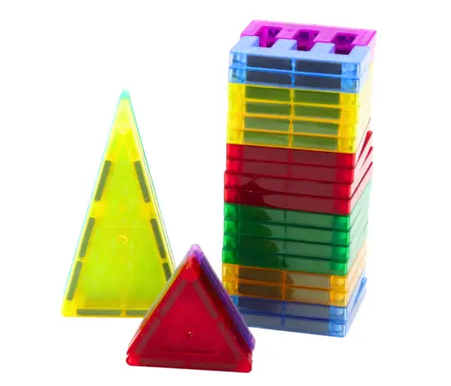 Set of Magnetic Blocks in a Suitcase, Colorful, 57 Pieces