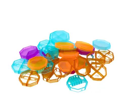 Set of Magnetic Blocks in a Suitcase, Colorful, 57 Pieces