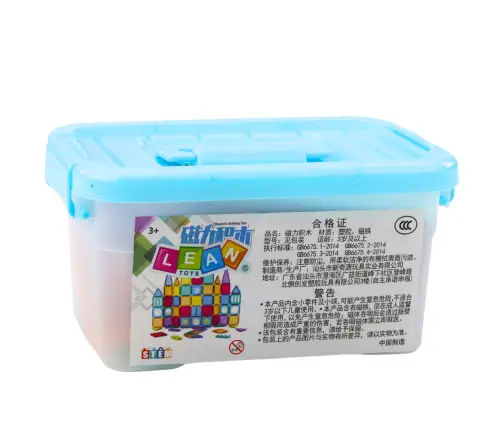 Set of Magnetic Blocks in a Suitcase, Colorful, 57 Pieces