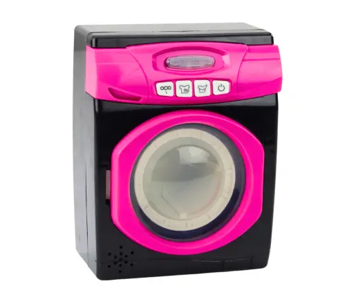 Set of household appliances Interactive washing machine Sounds Accessories Black and Pink