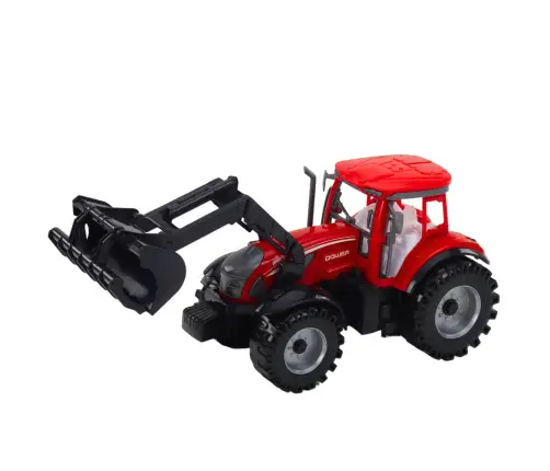 Set of Tractor with Loader and Agricultural Baler Red