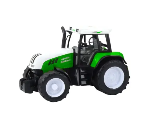 Green Agricultural Tractor with Trailer and Feed Mixer