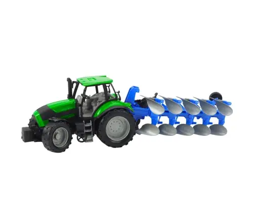 Agricultural Farm Tractor With Plow Drive Green Agricultural Farm Tractor With Plow Drive Green