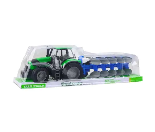 Agricultural Farm Tractor With Plow Drive Green Agricultural Farm Tractor With Plow Drive Green