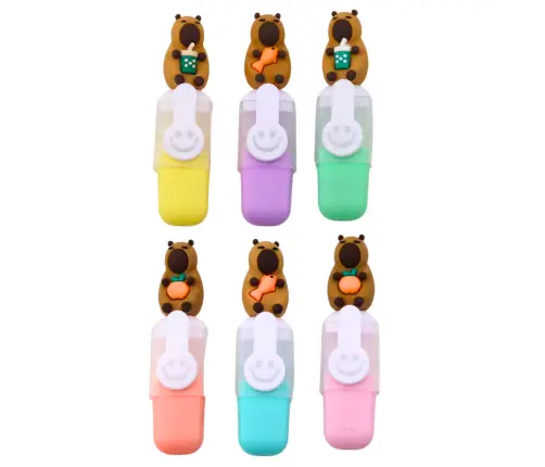 Capybara Mini Highlighter Set in Case Colorful Pastel 6pcs
