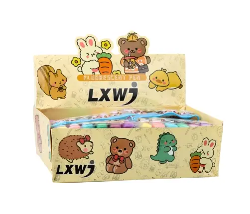 Capybara Mini Highlighter Set in Case Colorful Pastel 6pcs