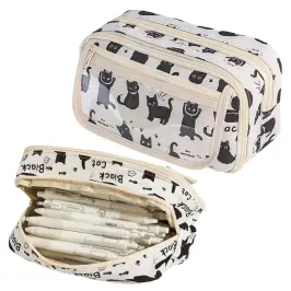 Pencil Case School Kit Black Cats White 21cm