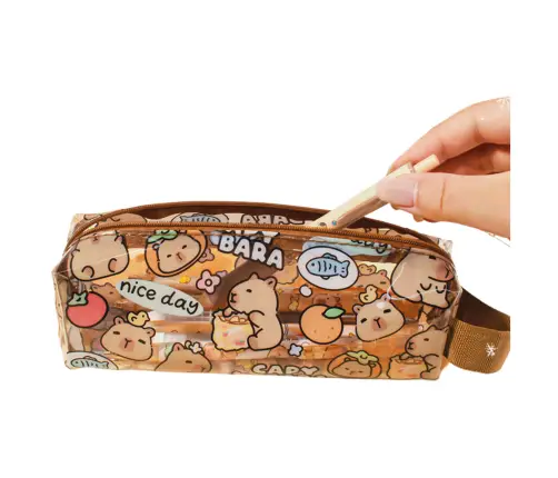Small School Pencil Case Kit Capybara Transparent 19cm